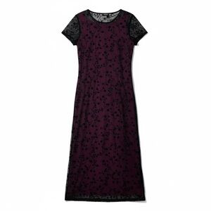 Y2K Byer Studio Black Shimmer Maxi Dress Women’s 14 Lined Short Sleeve